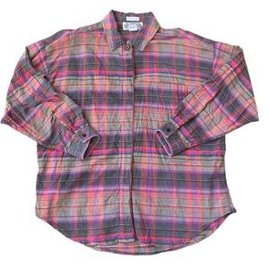 Angelique Imports Vintage 90s Plaid Madras 100% Cotton Button Down Shirt - Large